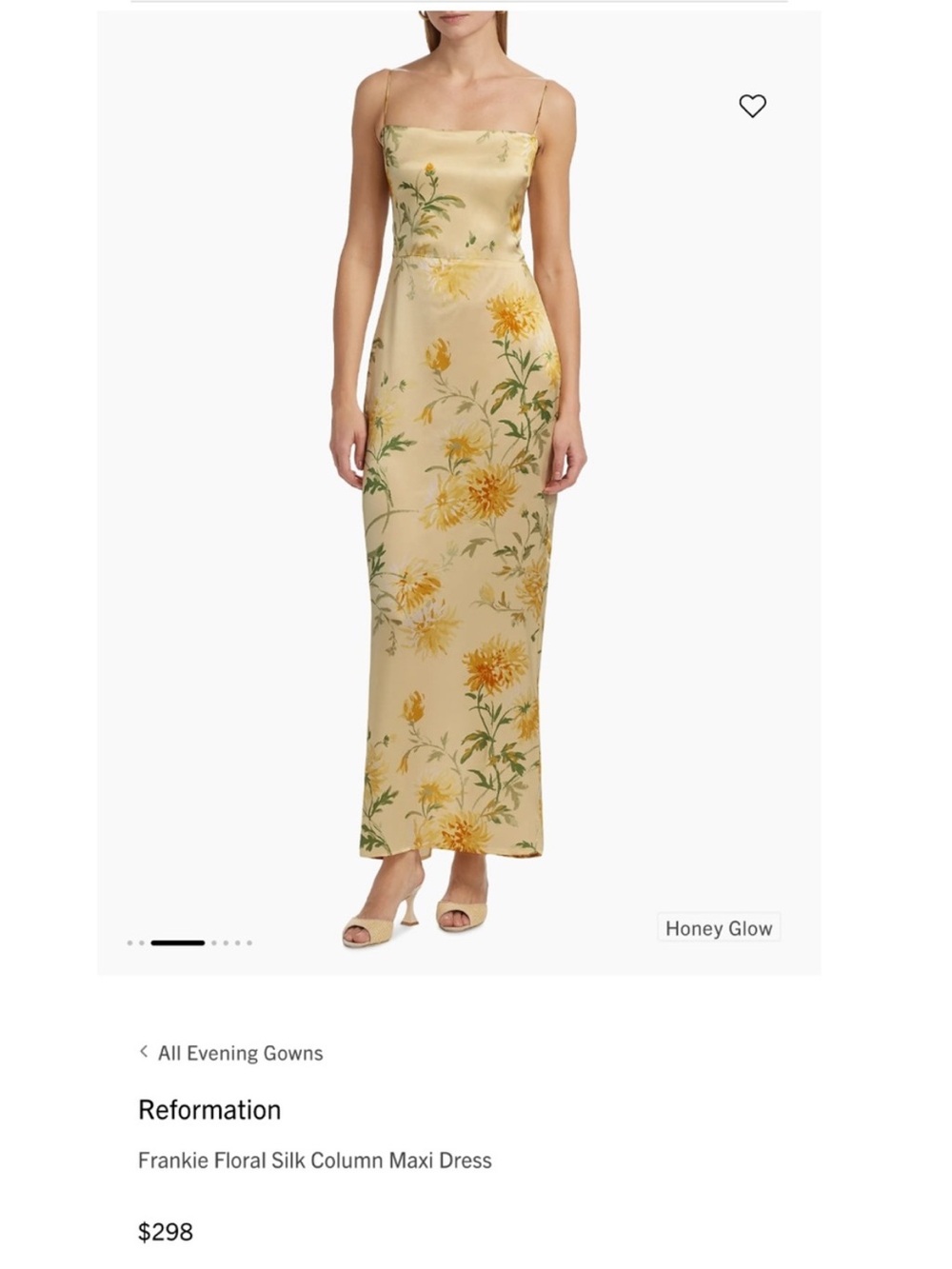 Reformation Frankie yellow Floral Silk Maxi Dress